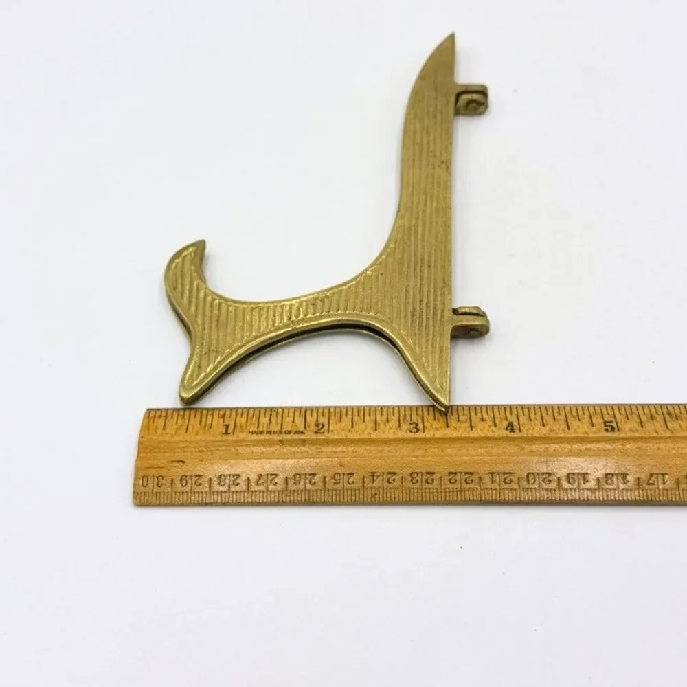 Vintage Brass Art Deco Style Folding Display Easel Plate Stand 6